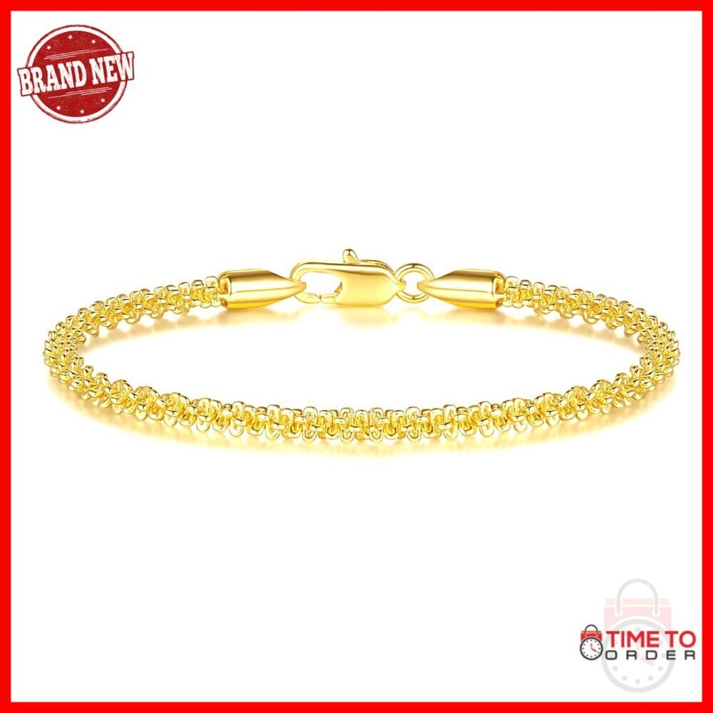 14K Gold Rope Chain Bracelet with Lobster Clasp 8 Inches